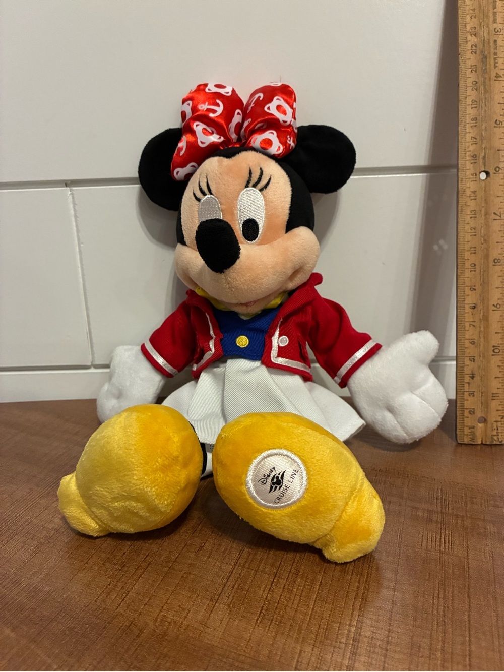 Disney Cruise line Minnie Mouse Plush in Red Jacket with Yellow Shoes
